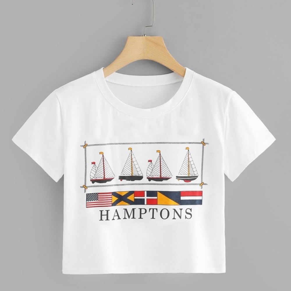 White Graphic crop top